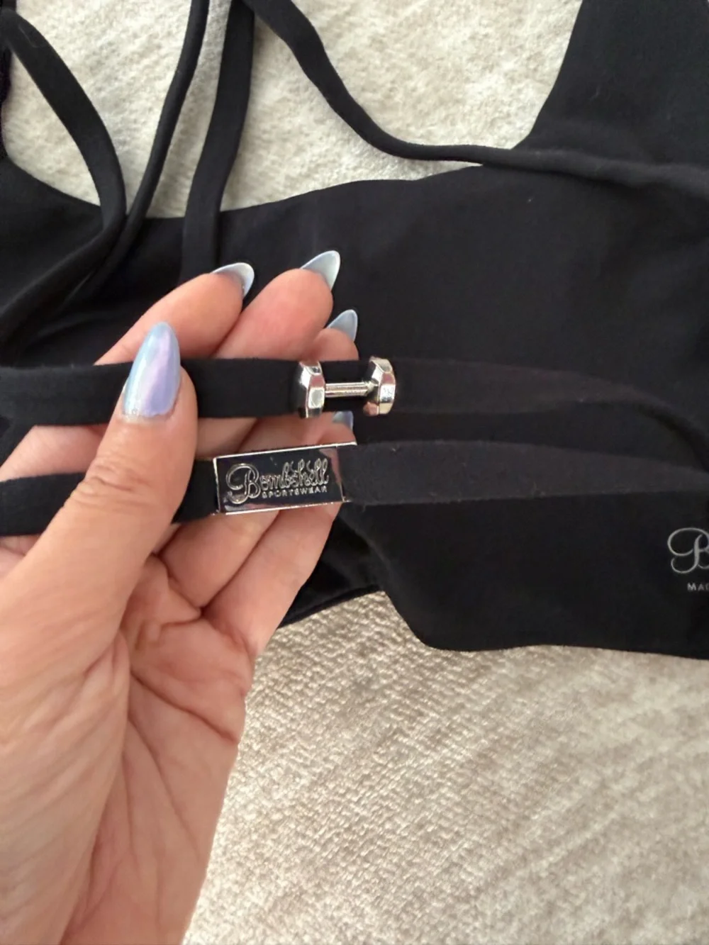 Bombshell Sportswear Barbell Sports Bra โ Black - Picture 5 of 7